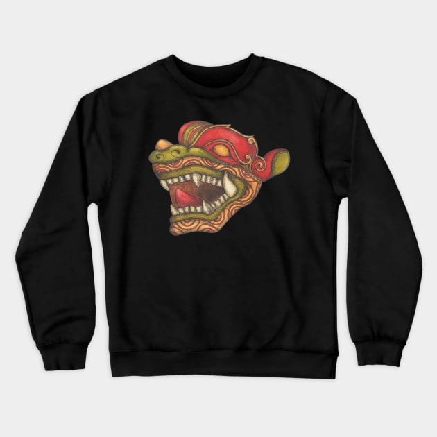 Dragon Dog (Red, Green and Gold) Crewneck Sweatshirt by ArtyArtefacts